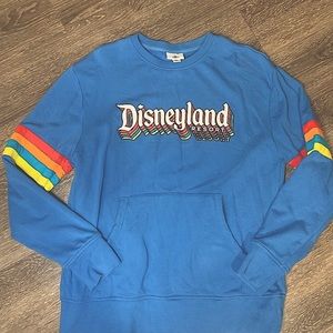 Disneyland Resorts Rainbow Stripe Blue Sweatshirt Medium Womens